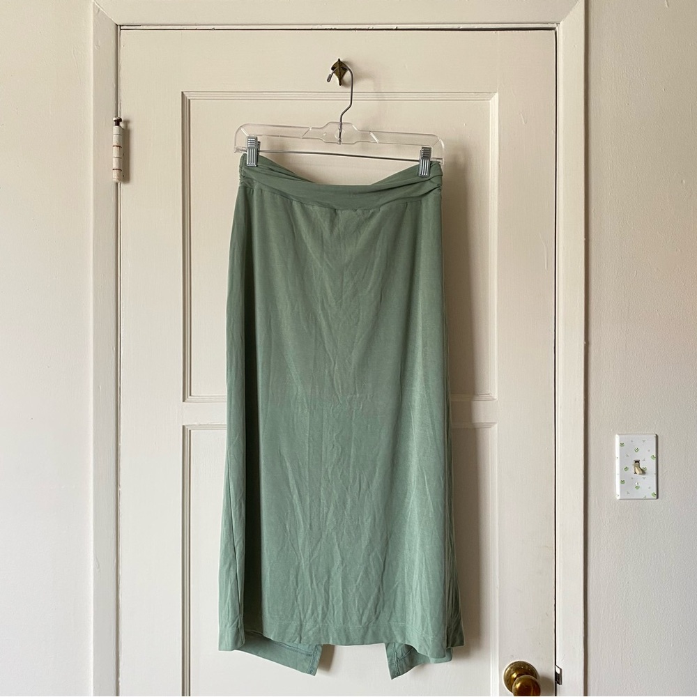 Anthropologie | Junie Twist Front Midi Skirt Green - Picture 4 of 12